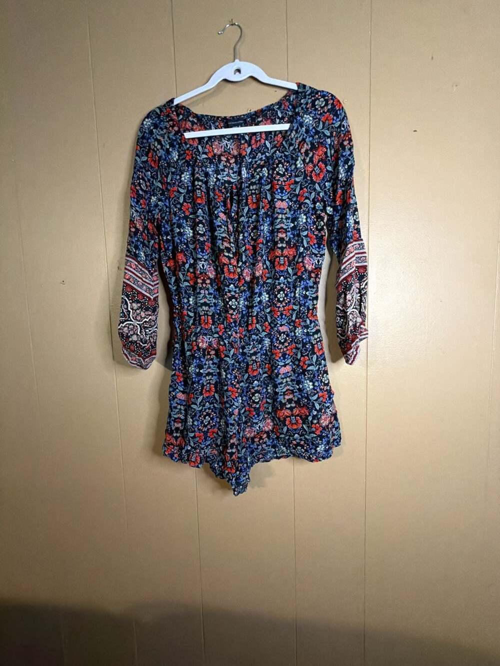 American Eagle Outfitters Floral Print Boho Long Sleeve Romper